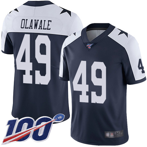 Men Dallas Cowboys Limited Navy Blue Jamize Olawale Alternate #49 100th Season Vapor Untouchable Throwback NFL Jersey